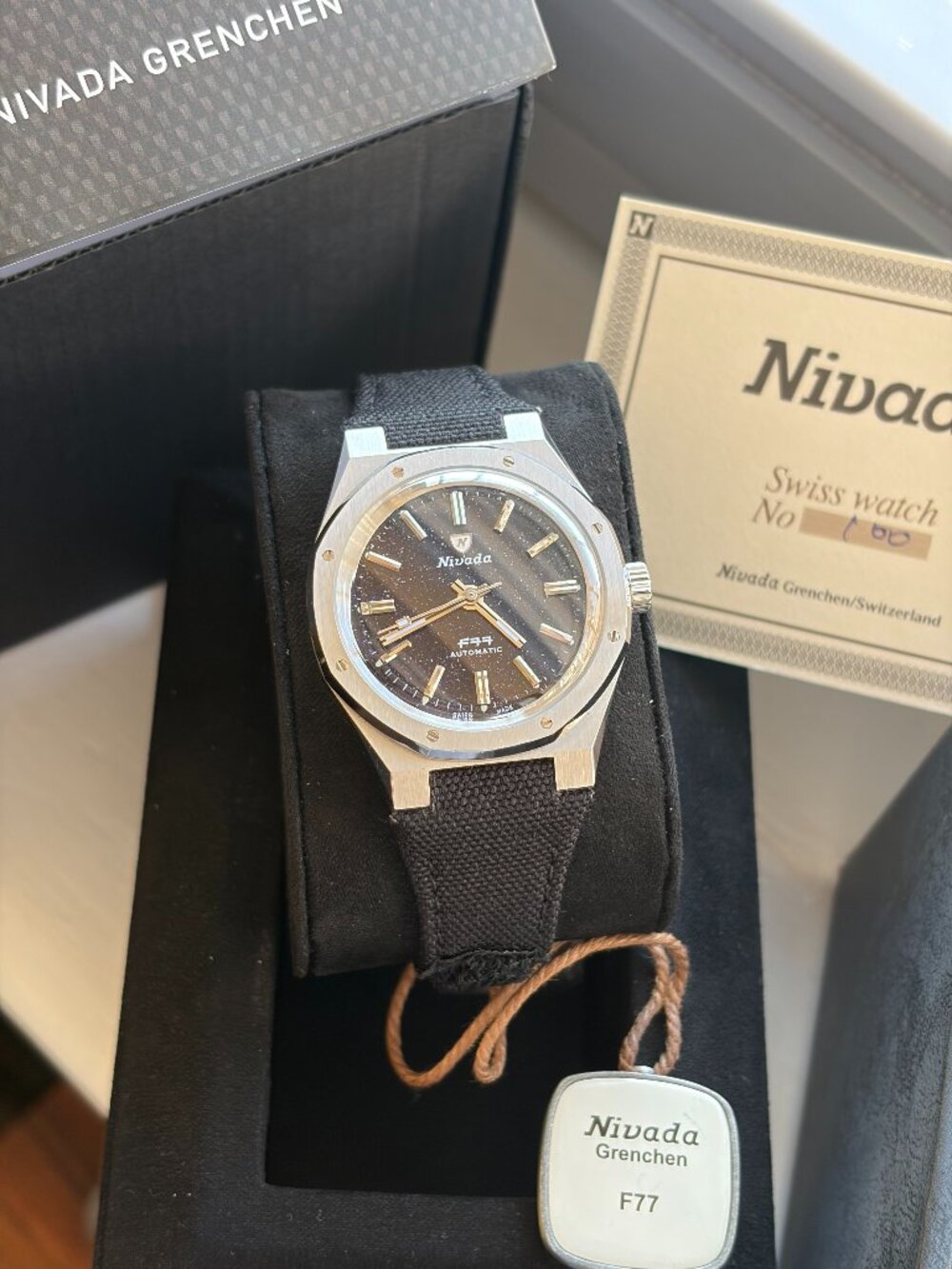 Nivada Grenchen F77 MK 1 Dark Blue Aventurine Automatic Steel 37mm - 68010A77
